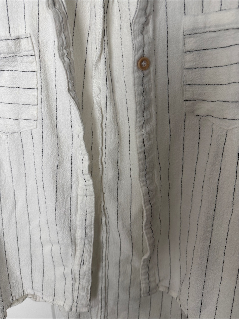 Lightweight White Button-Down Shirt with Thin Black Stripes - Picture 2 of 6